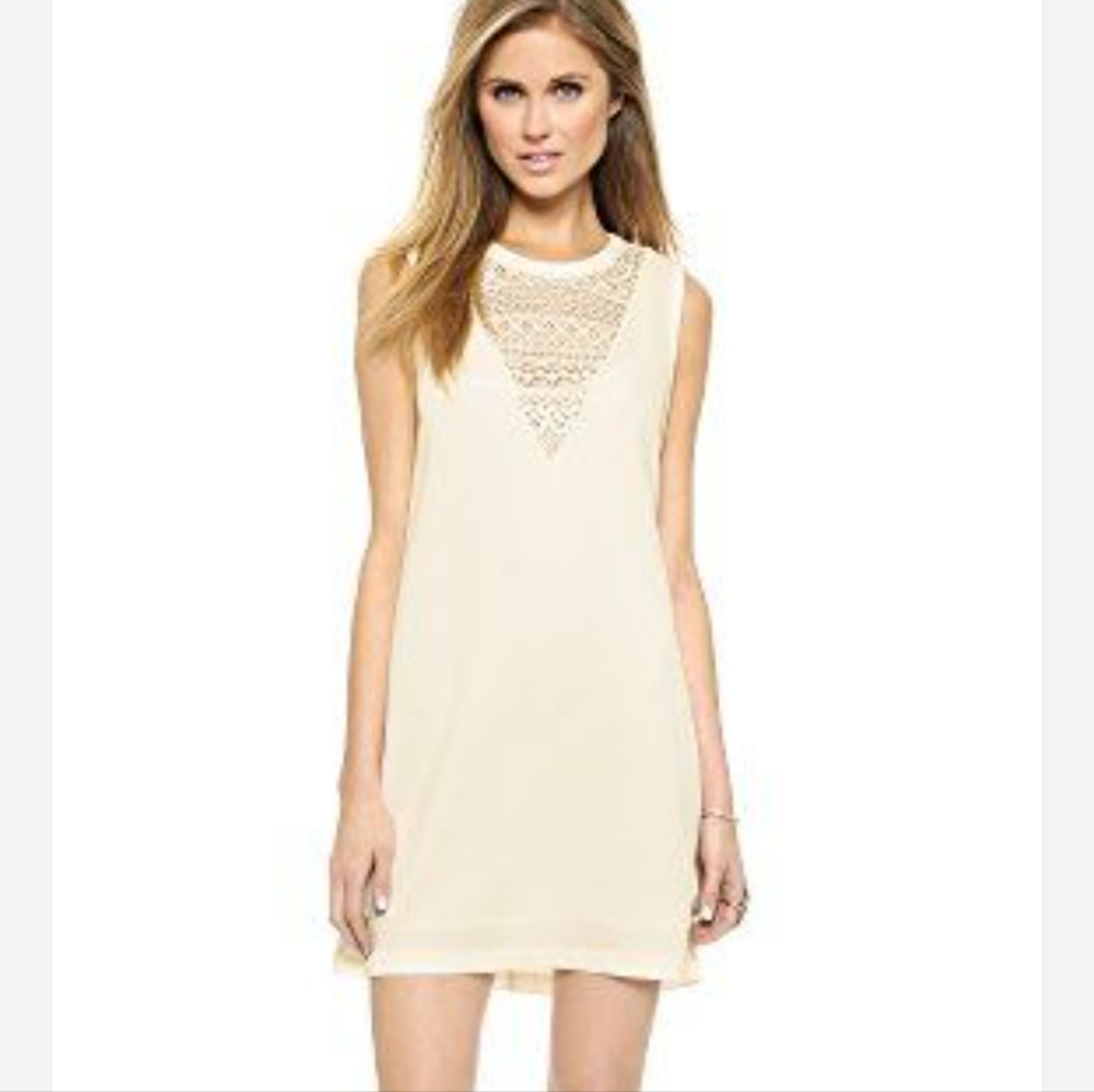 Rebecca Minkoff Woman's Vallory Pique Cream Lace Detail Mini Dress